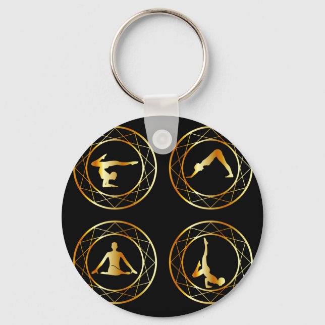 Yoga or gymnast silhouette key ring (Front)