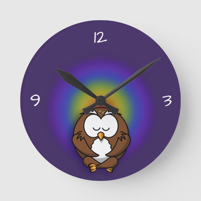 yoga owl round clock (Front)