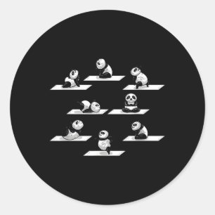 Yoga Pandas Stretch Pose Bear Animal Panda Classic Round Sticker