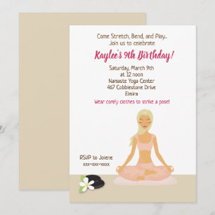 Yoga Party Girl's Birthday Invitation