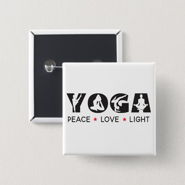 Yoga - Peace Love Light   15 Cm Square Badge (Front & Back)