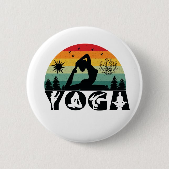 Yoga - Peace, Love & Light  6 Cm Round Badge (Front)