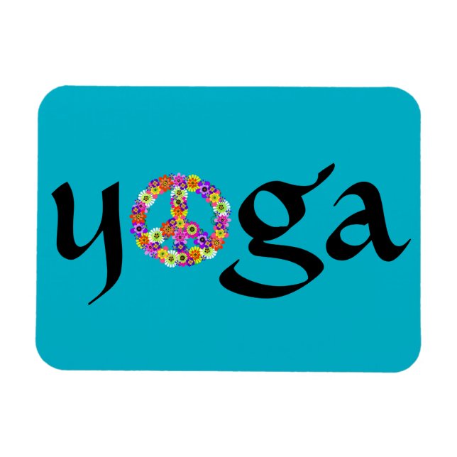 Yoga Peace Sign Floral Magnet (Horizontal)