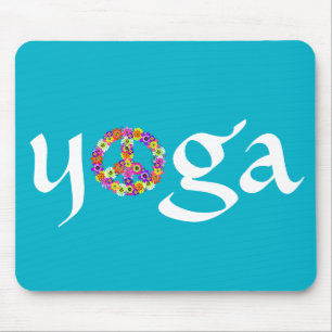 Yoga Peace Sign Floral Mouse Mat