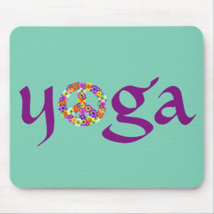 Yoga Peace Sign Floral Mouse Mat