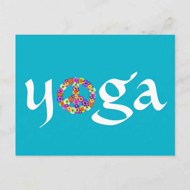Yoga Peace Sign Floral Postcard (Front)