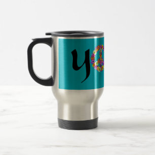 Yoga Peace Sign Floral Travel Mug