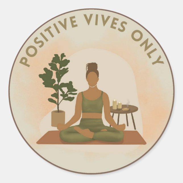 Yoga Pegatina/Stickers Lives Positively Classic Round Sticker (Front)