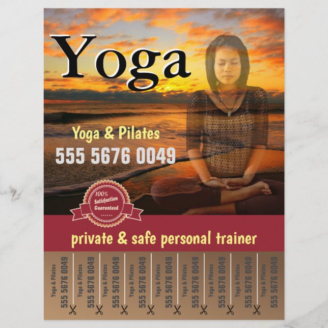 Yoga Pilates Fitness Trainer Small Business Flyer (Front)