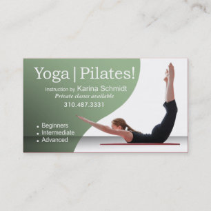 "Yoga Pilates!" Pilates Instruction, Yoga Class Business Card