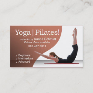 "Yoga   Pilates!" Pilates Instruction, Yoga Class Business Card