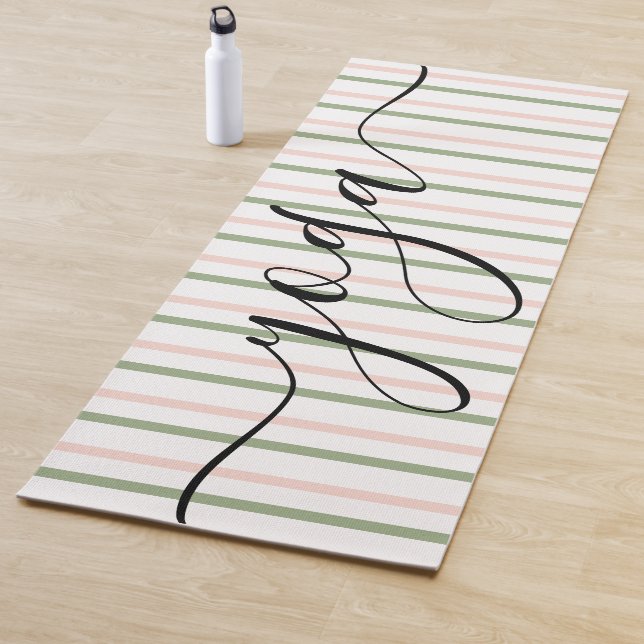 Yoga Pink and Green Stripes Breathe  Mat (In Situ)