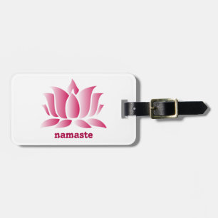 Yoga pink lotus namaste luggage tag