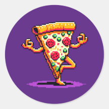 Yoga Pizza: 8-Bit Slice in Pose Humorous Pixel Art