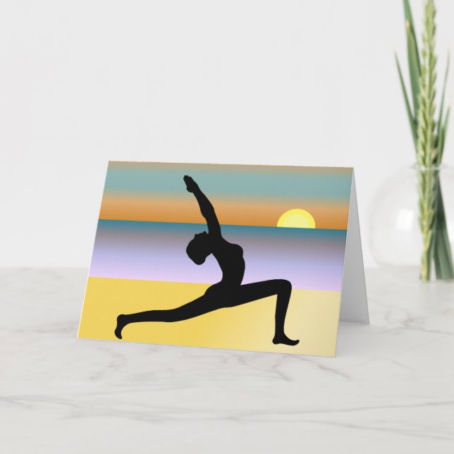 Yoga Pose At The Beach Custom Greeting Cards (Front)
