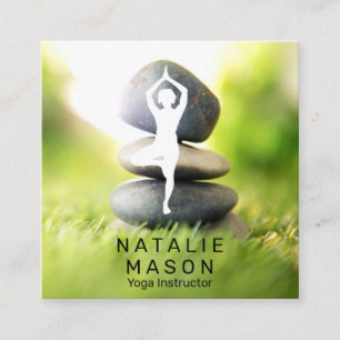 Yoga Pose   Balanced Stones Square Business Card