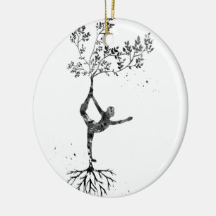 Yoga pose ceramic tree decoration