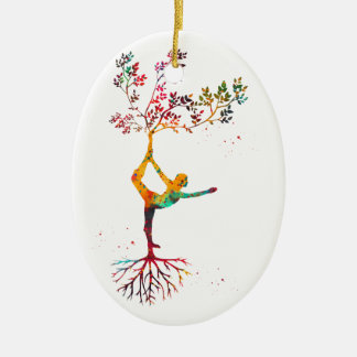 Yoga pose ceramic tree decoration