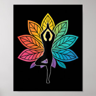 Yoga Pose Chakra Tree Silhouette Lotus Lance Medit Poster