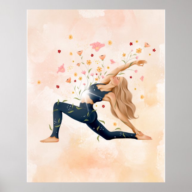 Yoga Pose Feminine Print Picture Poster Wall Art (Front)