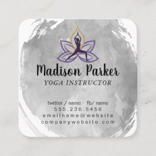 Yoga Pose Flower Logo Health Fitness Square Business Card