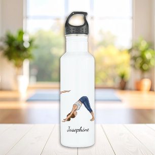 Yoga Pose Girls Illustration With Custom Name 710 Ml Water Bottle