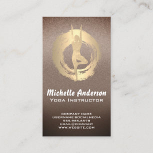 Yoga Pose Golden Brush Metallic Business Card