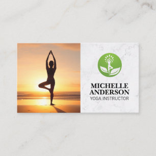 Yoga Pose in the Sun   Health Mindfulness Logo Business Card