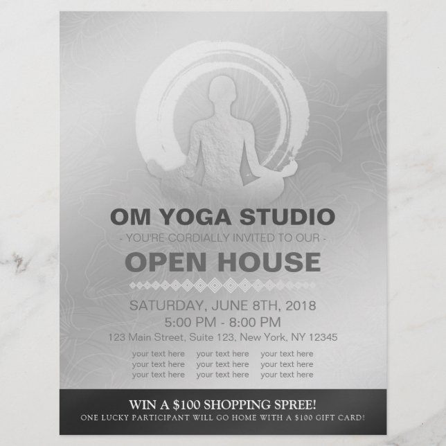 YOGA Pose Instructor Studio Open House ZEN Symbol Flyer (Front)
