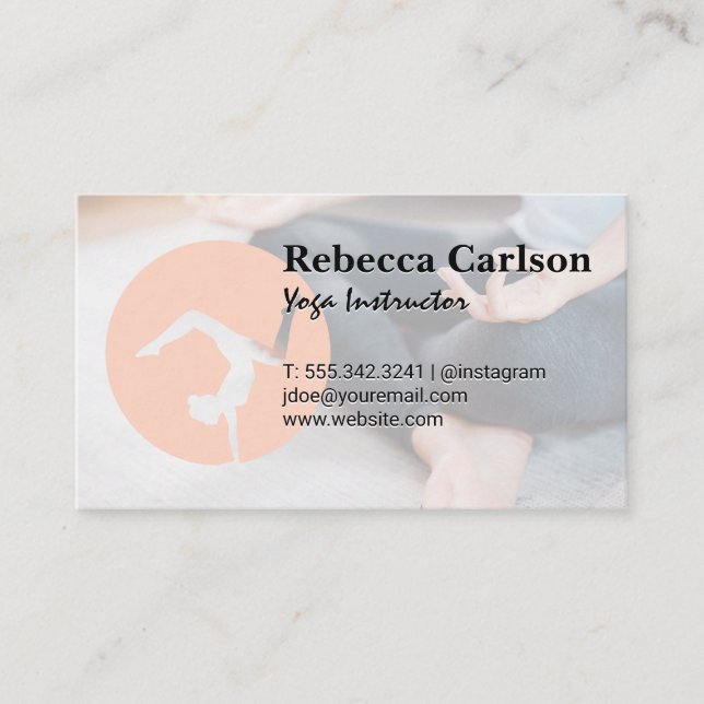 Yoga Pose Logo | Woman Sitting | Health Care Business Card (Front)
