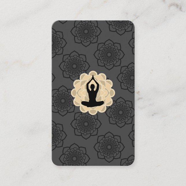 Yoga Pose Lotus Flower Pattern Business Card (Front)