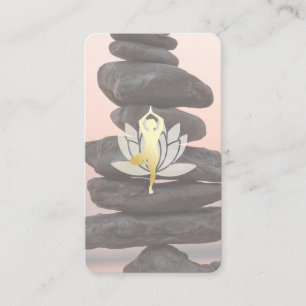 Yoga Pose   Lotus   Stacked Stones Business Card