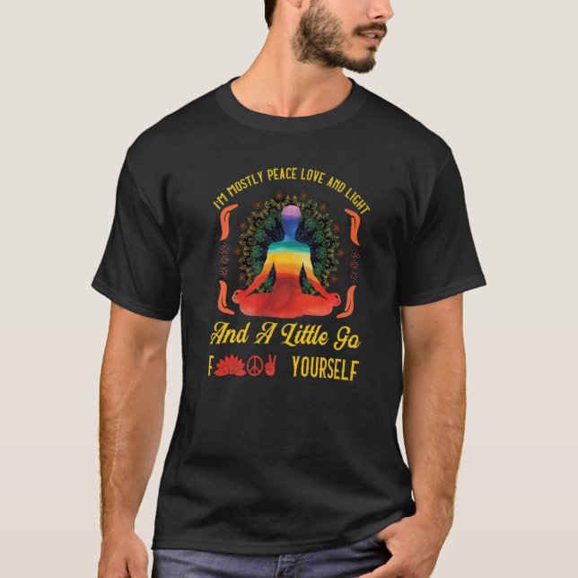 Yoga Pose Meditation Lotus Flower Peace Love Light T-Shirt (Front)
