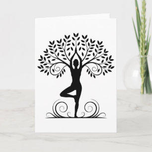 Yoga Pose Meditation Namaste Buddhism Tree _2 Card
