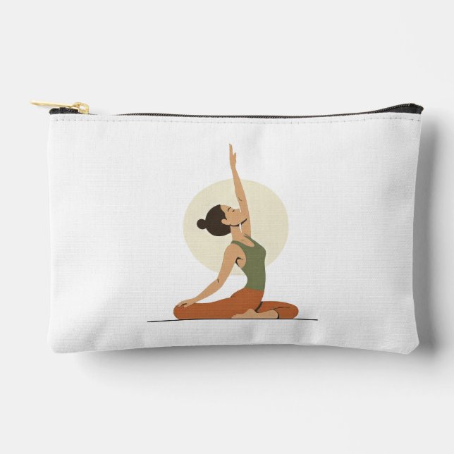 Yoga Pose Monoline Earthy Tones |  Accessory Pouch (Front)