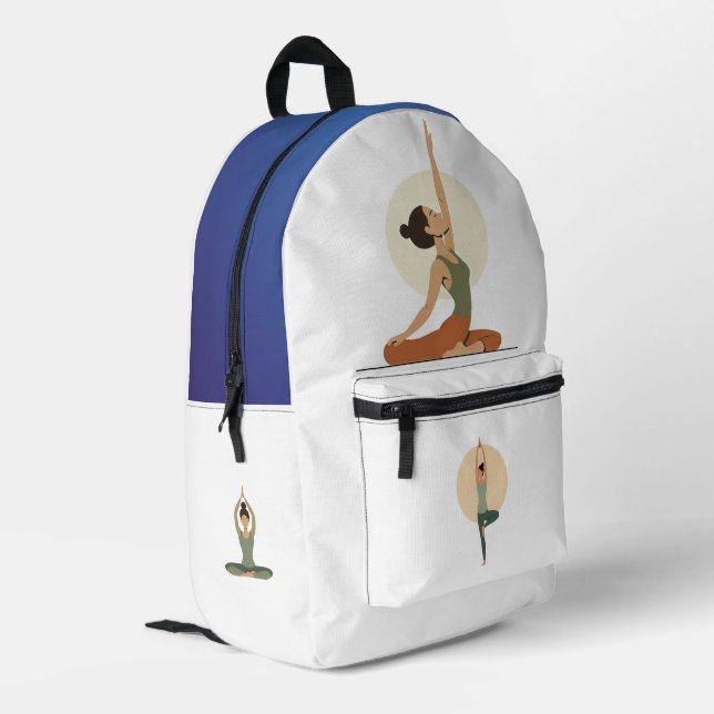 Yoga Pose Monoline Earthy Tones |  Printed Backpack (Back Corner Left)