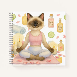 Yoga Pose Namaste for Siamese Cat Lovers Notebook