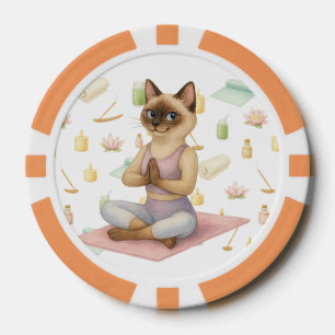 Yoga Pose Namaste for Siamese Cat Lovers  Poker Chips