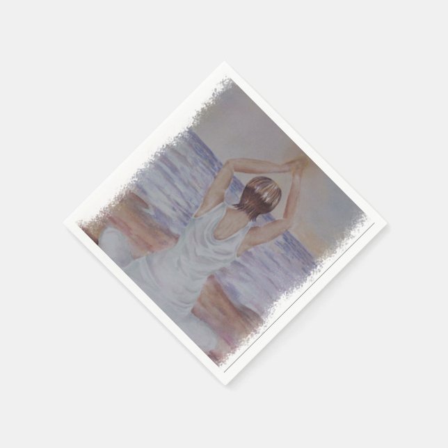 YOGA POSE ON THE BEACH PAPER NAPKINS (Corner)