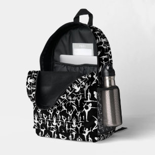 Yoga pose pattern 01.bx4.Black BG 2 Printed Backpack