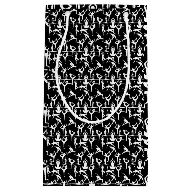 Yoga pose pattern 01.bx4.Black BG Small Gift Bag (Front)