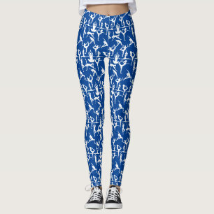 Yoga pose pattern 01.bx4.Blue BG Leggings