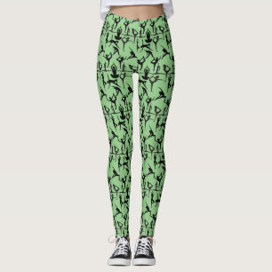 Yoga pose pattern 01.wx4.Green GB Leggings