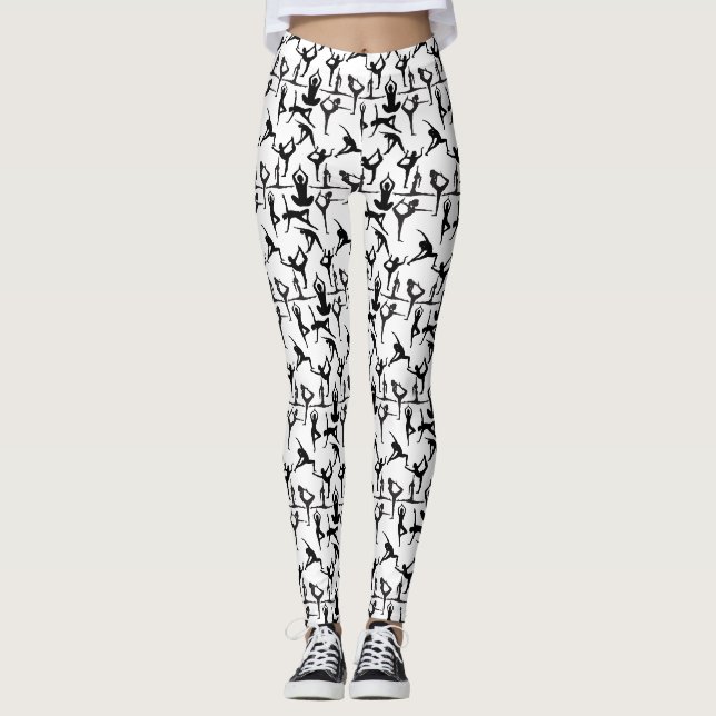 Yoga pose pattern 01.wx4.White GB Leggings (Front)