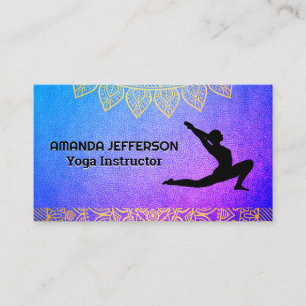 Yoga Pose   Purple Texture   Tribal Print Business Card
