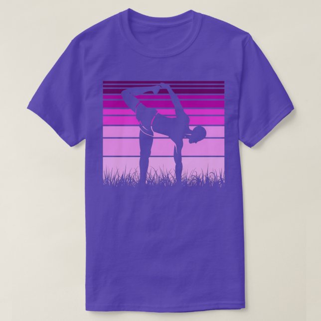 Yoga Pose Retro Vintage Sunset 28 T-Shirt (Design Front)
