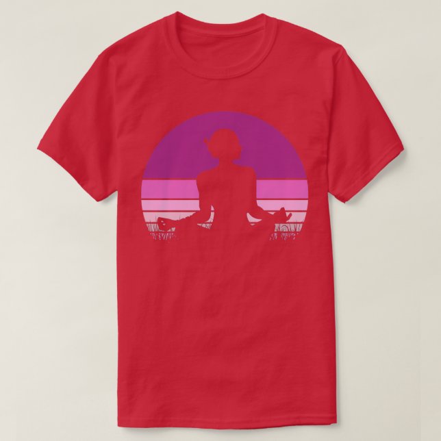 Yoga Pose Retro Vintage Sunset 31 T-Shirt (Design Front)