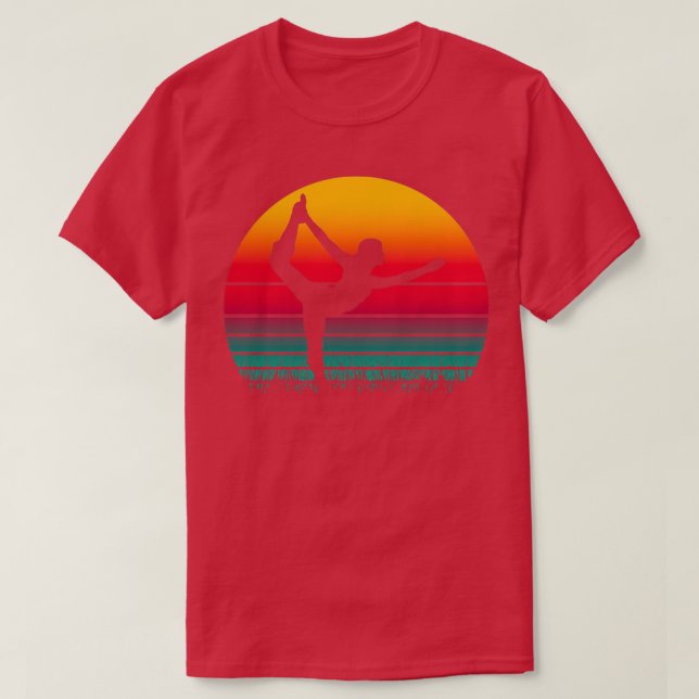 Yoga Pose Retro Vintage Sunset 4 T-Shirt (Design Front)