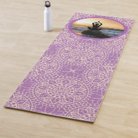 Yoga Pose Rocky Ocean Shore Sunrise Patterned