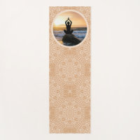 Yoga Pose Rocky Ocean Shore Sunrise Patterned